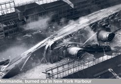 Normandie, burned out in New York Harbour